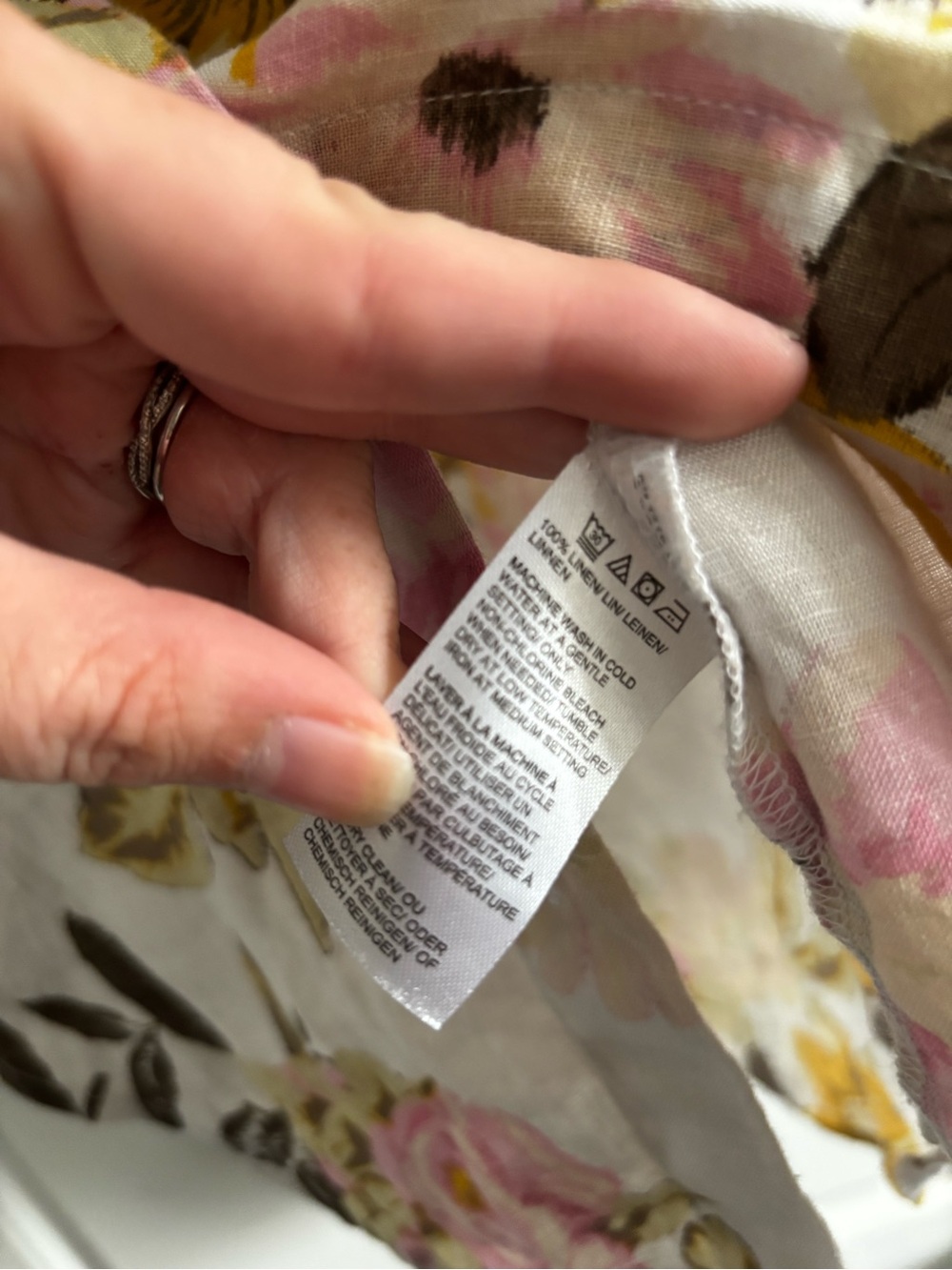 Lord + Taylor 100% Linen Floral Button Down Oversized Pink Green Yellow size M - Picture 4 of 5
